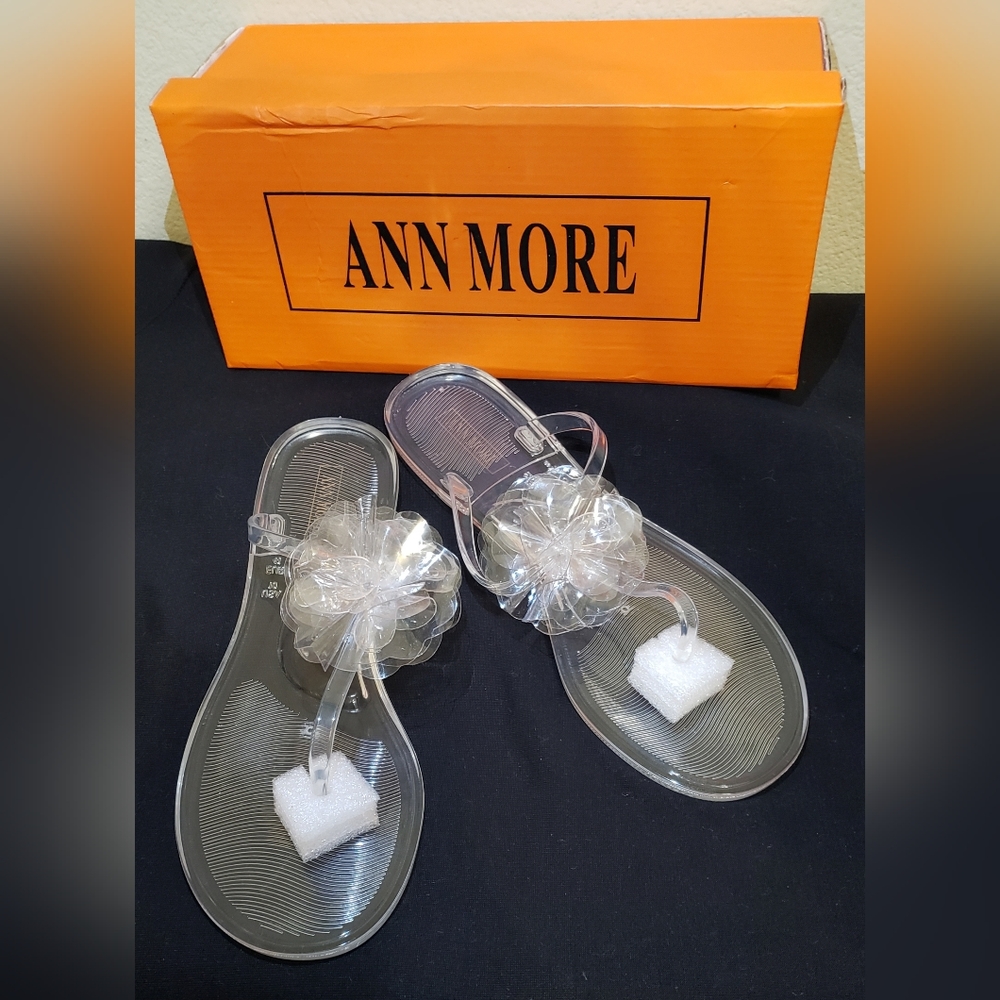 Ann More Napa Clear Jelly Sandals with Flower Bow